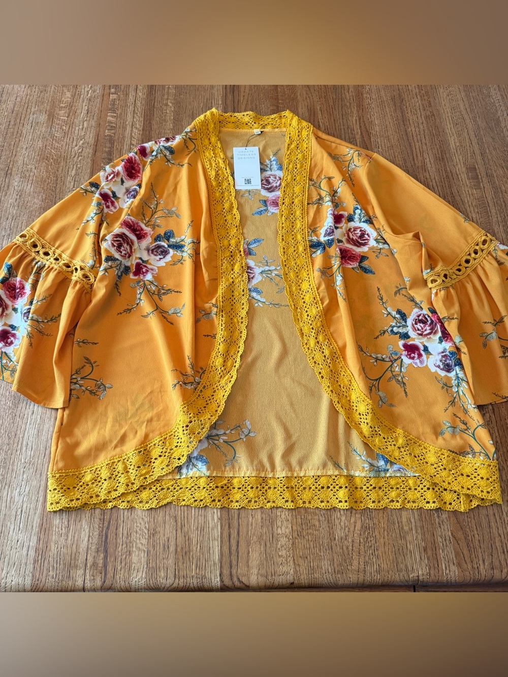NWT Basic Faith Floral Lace-Trim Kimono - 2XL